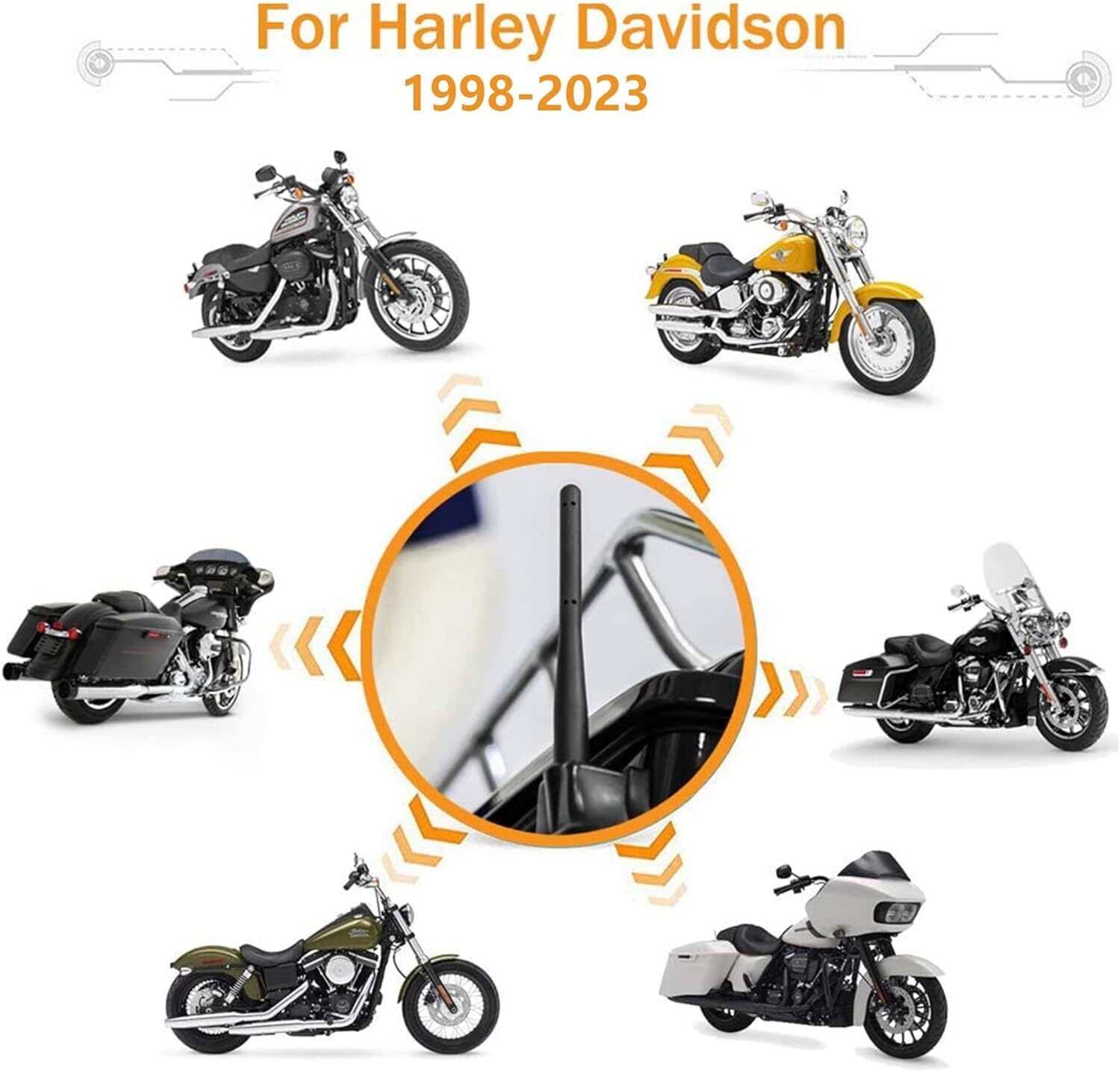 5 inch Short Antenna Mast for Harley Davidson Road Street Electra Tour Glide