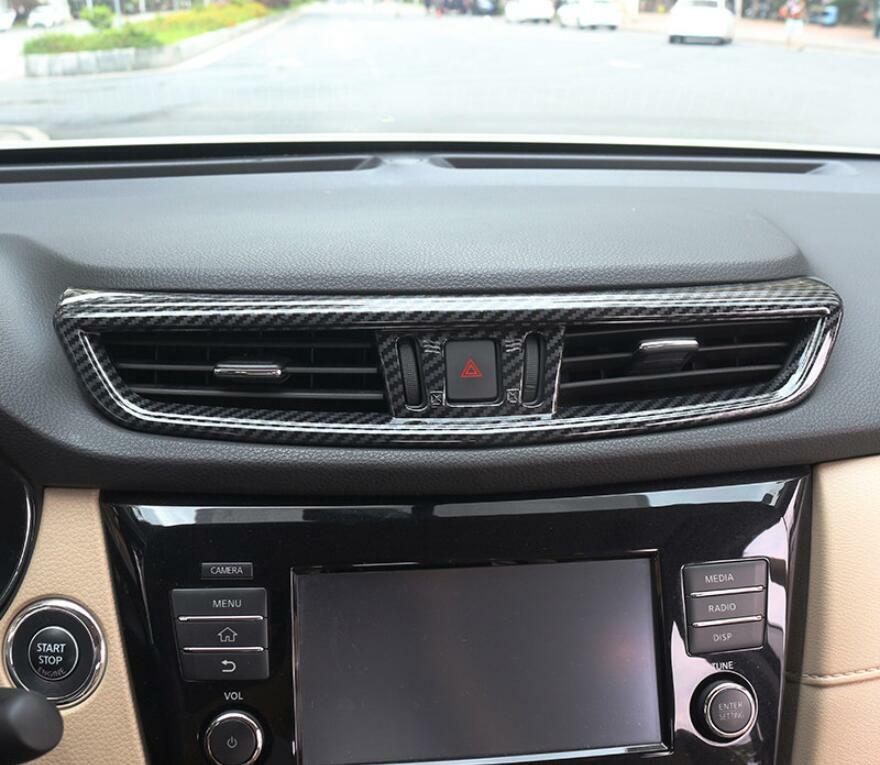 For Rogue Sport 2017-2020 Carbon Fiber Dash Console Air Vent Cover Trim v