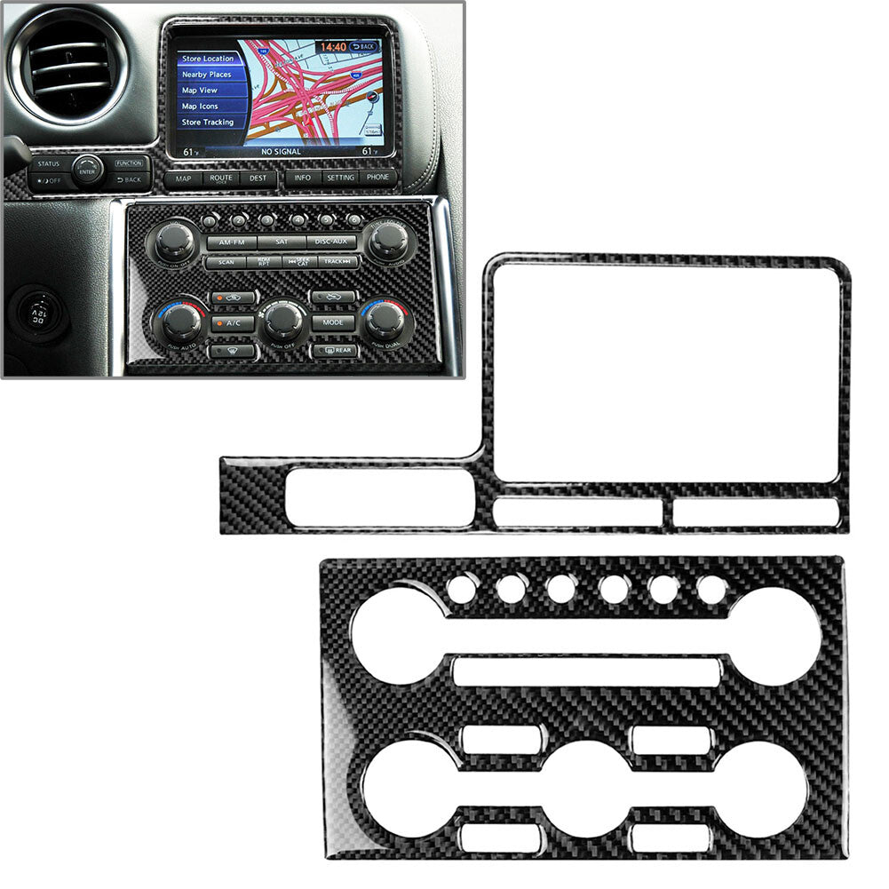 Central Control Navigation Panel Cover Trim for Nissan GTR R35 2008-2016 Black