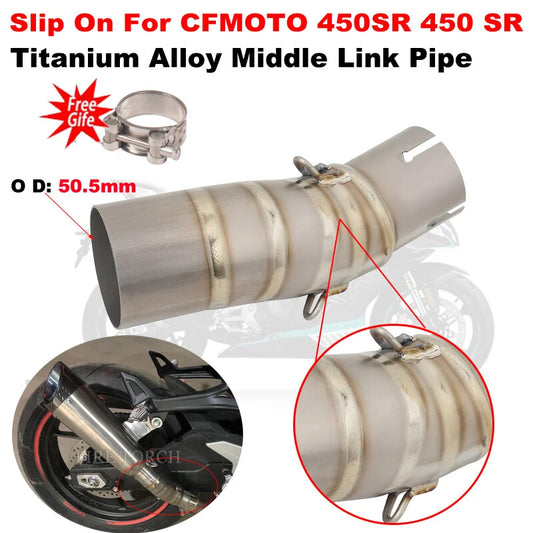 51mm For CFMOTO 450SR Slip-On Titanium Exhaust Mid-Pipe  Muffler