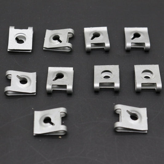 10Pcs Silver Metal U-Nut Retainer Clip 00143689740, 6102442AA for Fiat