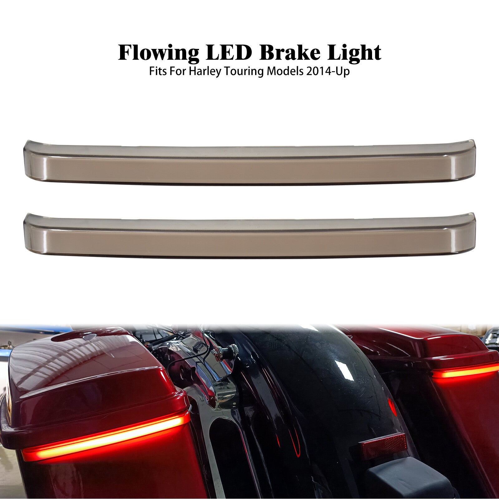 LED Saddlebag Flowing Brake Turn Signal Lights for Harley Road Electra Glide 14+ Q