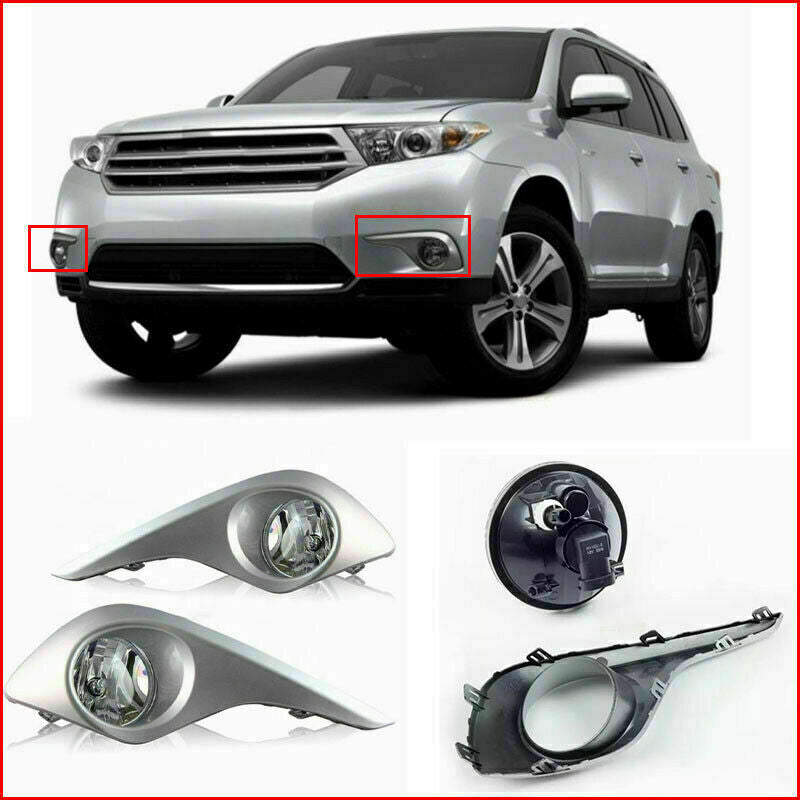 Front Bumper Fog Light Driving Lamp Pair+Wiring+Switch For Highlander 2011-2013