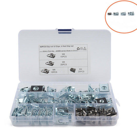 80x U-Nut Spring Nuts M4/M5/M6/M8 Clips Fairing Panel Speed Clip Stainless Steel n