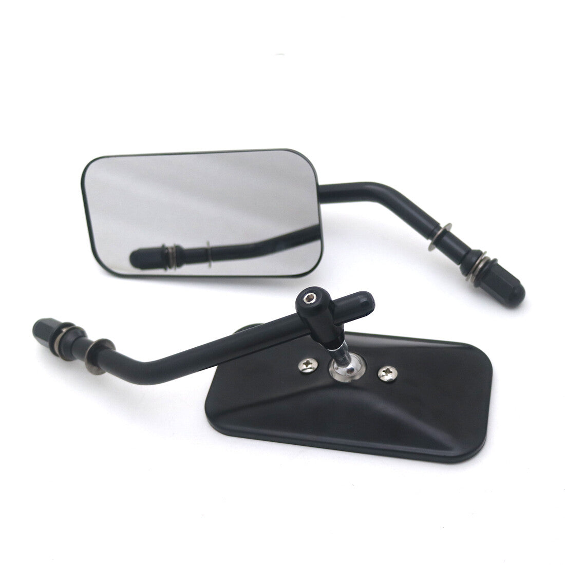 Black Rear View Side Mirror Rectangle Mirror for Harley Sportster 883 1200 90-13 Q