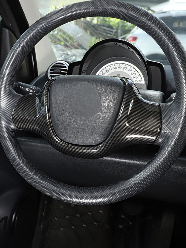 Carbon fiber steering wheel frame ABS protective cover trim for Smart Fortwo 2009 - 2015 - n
