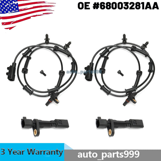 4-pack of front, rear, and left ABS wheel speed sensors for Jeep for Wrangler 2007-2016 n