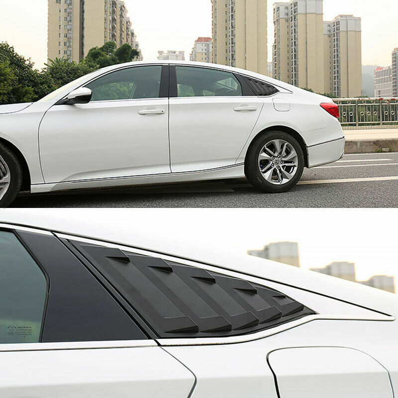 2P for Honda Accord 2018-2021 Black Rear Window Quarter Louver Decoration Cover
