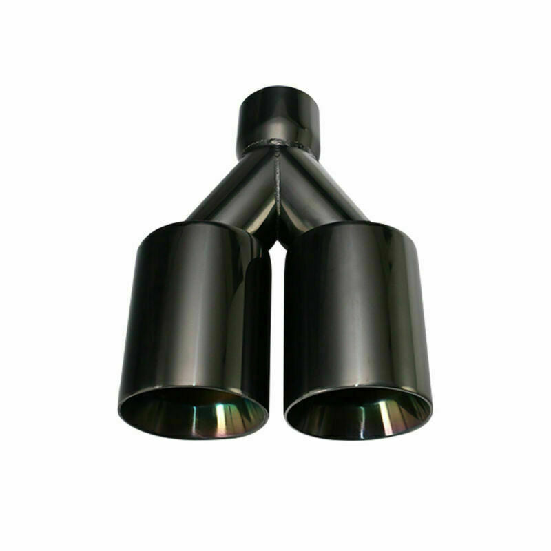 2'' ID 3'' OD Universal Double Wall Welding Dual Exhaust Muffler Tips Black Tip