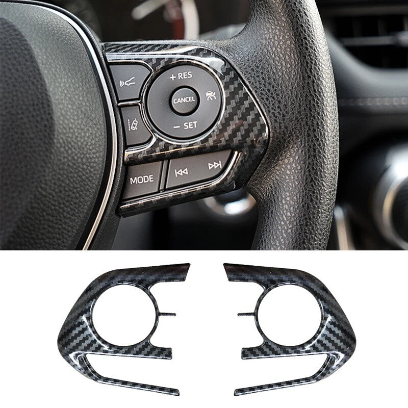 2-Piece Steering Wheel Button Cover Trim for Venza, RAV4, and for Corolla 2019-2023 n