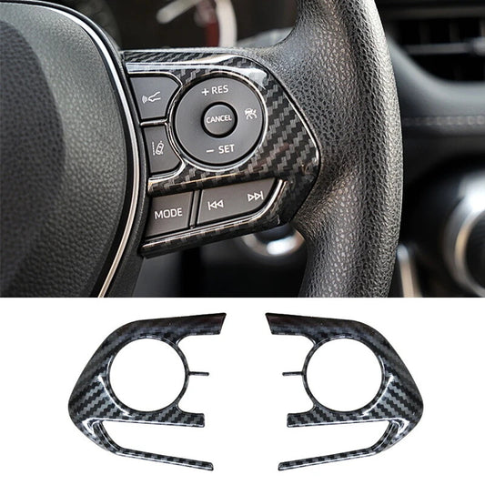 2-Piece Steering Wheel Button Cover Trim for Venza, RAV4, and for Corolla 2019-2023 n