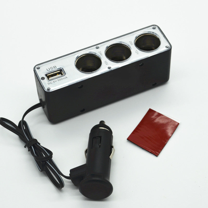 Car Cigarette Lighter Splitter Power Supply Adapter Charger Triple Socket 1 USB