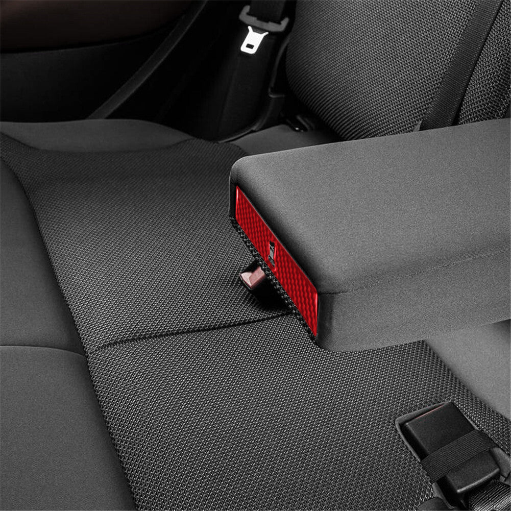 Red Carbon Fiber Rear Center Arm Rest Cup Holder Trim Cover for Fiat 500L 14-17