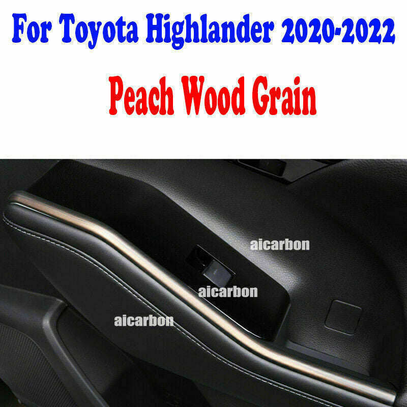 Wood Grain Window Lift Switch Side Strips Trim for Toyota Highlander 2020-2023