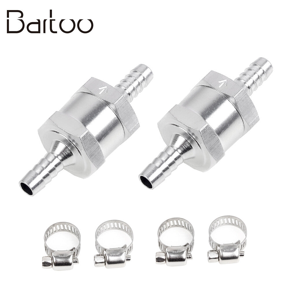 2Pcs 6mm Fuel Non Return One Way Check Valve Petrol Diesel 1/4+4Pcs Hose Clamps Q