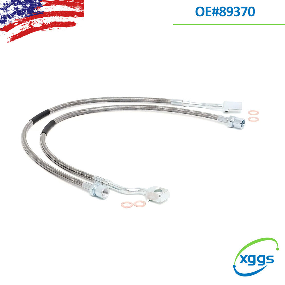 2PCS for GMC for Sierra for Yukon for Chevy Silverado 89370 Front Steel Extended Brake Lines Q