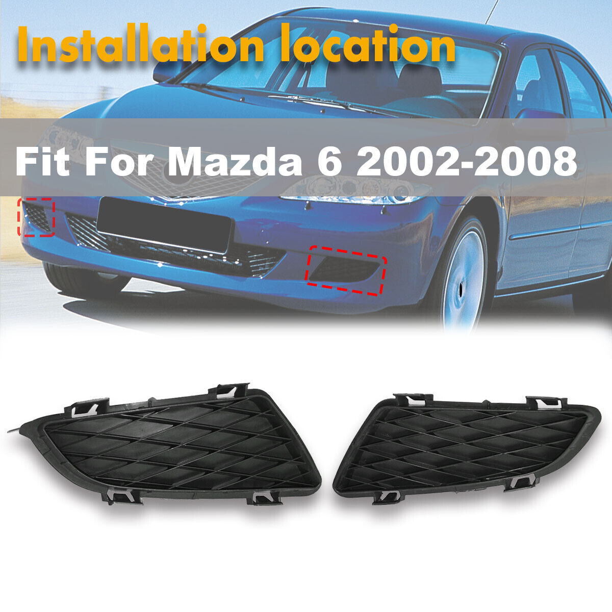 FRONT BUMPER LOWER FOG LIGHT LAMP GRILLE RIGHT+LEFT for Mazda 6 2002-2008