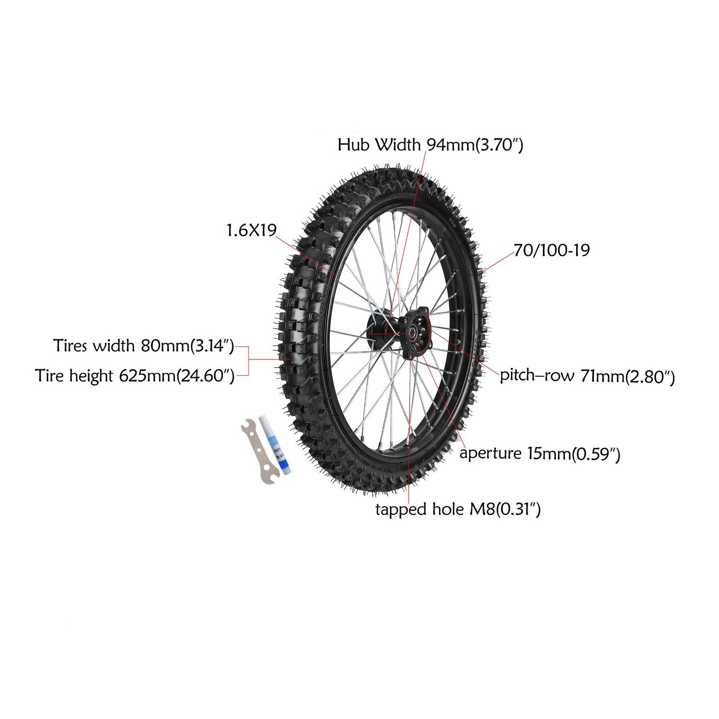 19-inch front wheel, 70/100-19 tire, rim, disc brake, Fo Pit bicycle, Taodao model, 125cc, 150cc, 200cc.