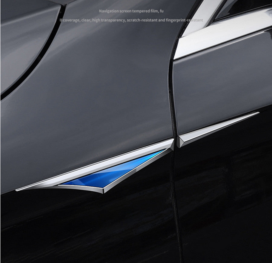 Silver/Blue Car Side Fender Vent Air Wing Cover Body Moldings Trim Accessories