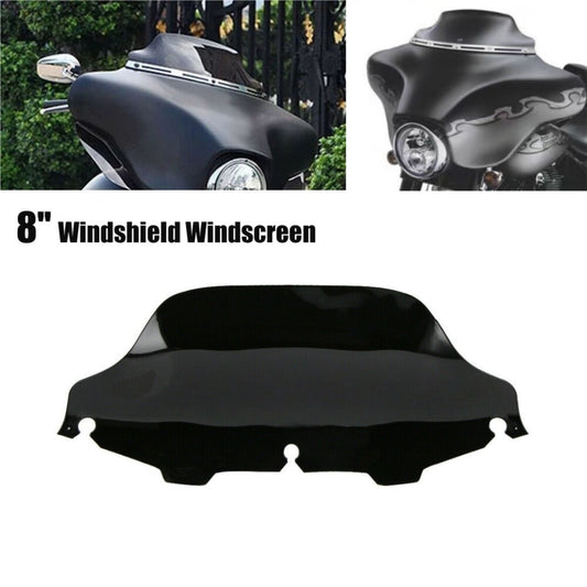 Black 8-inch wave windshield suitable for Harley Touring Tri Glide FLHT FLHX 96-13- n