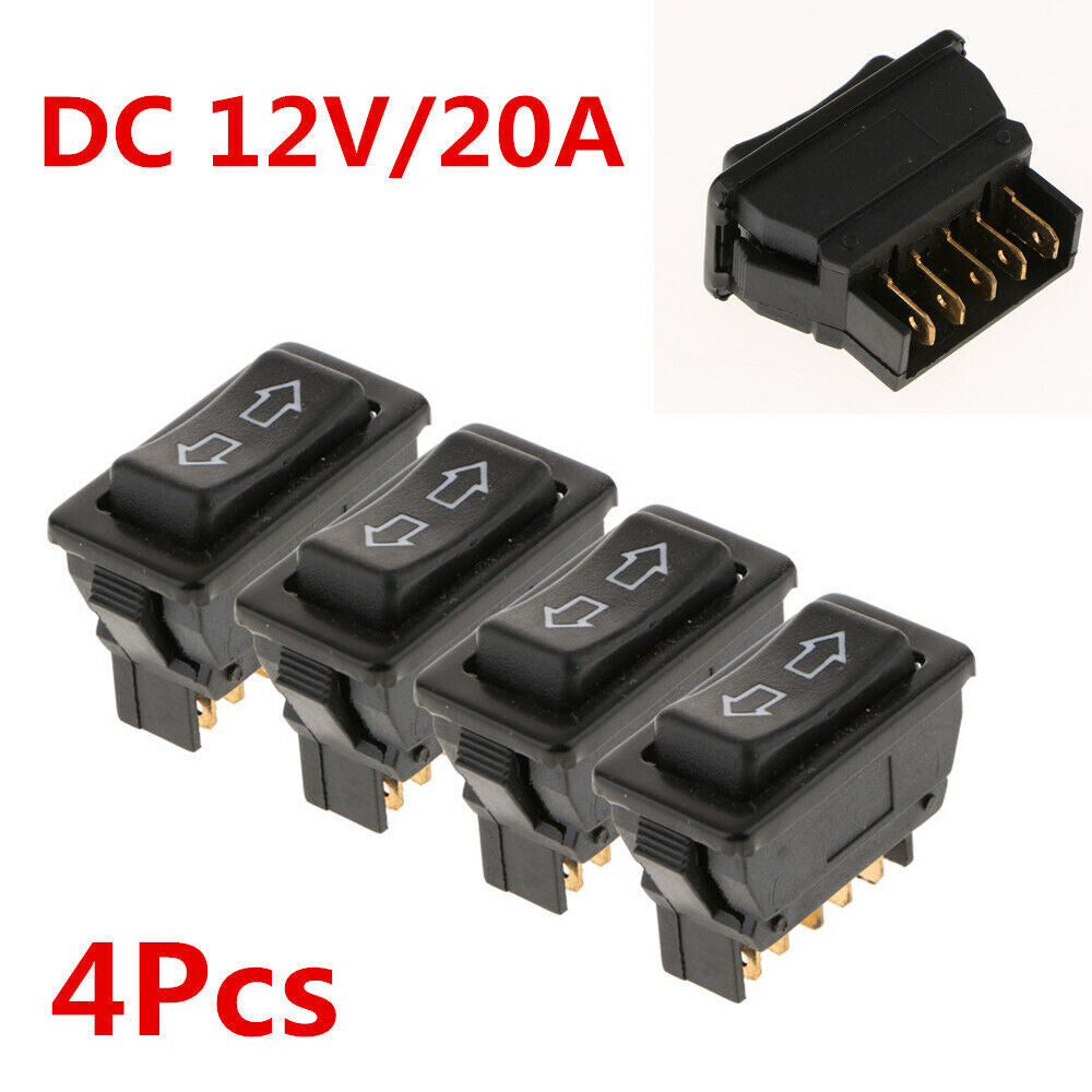 4-Pack Universal Automotive 5-Pin Power Door Lock/Power Window Rocker Switch DC 12V/20A