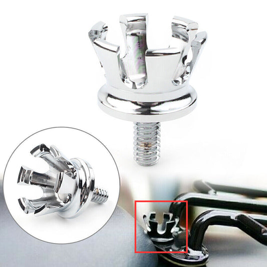 Chrome Imperial Crown Style Rear for Seat Bolt Tab Screw Cap Mount for Harley 96-up