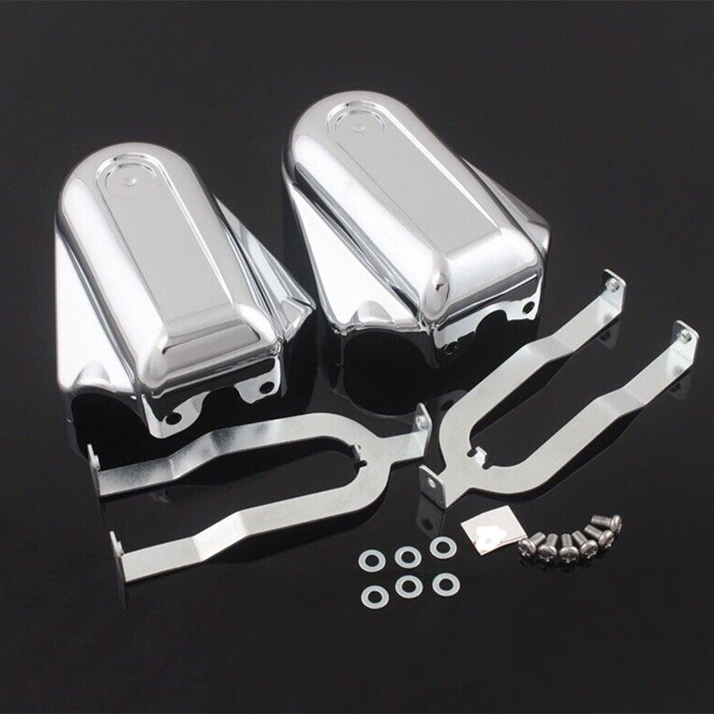 Chrome Bar Shield Rear Axle Covers Swingarm Cap for Harley Softail FLSTC FLS Q