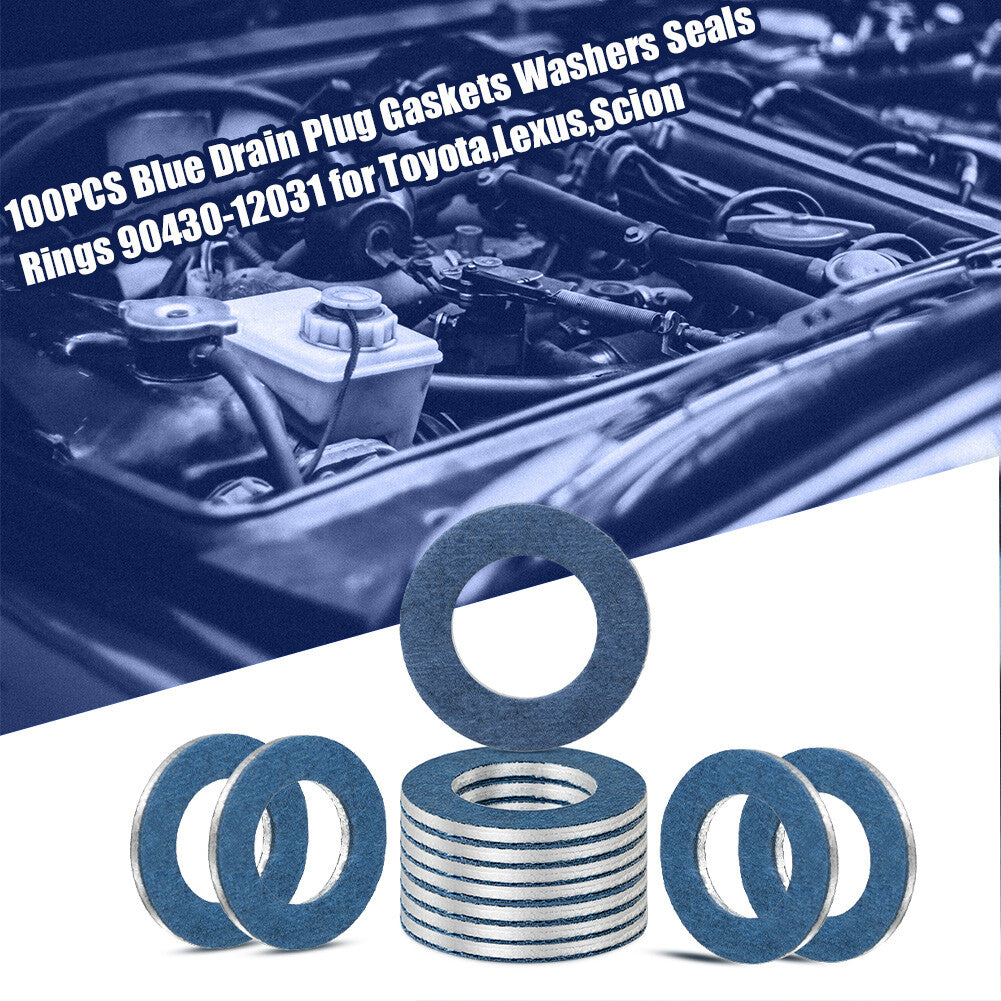 100PCS 90430-1203 Oil Drain Sump Plug Washers Gasket Hole Fits for Toyota for Lexus Q