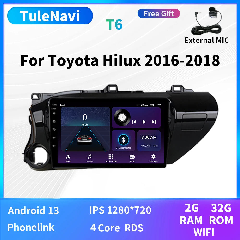 for Toyota Hilux Car Radio GPS Multimedia Player Screen Android Auto DSP Carplay