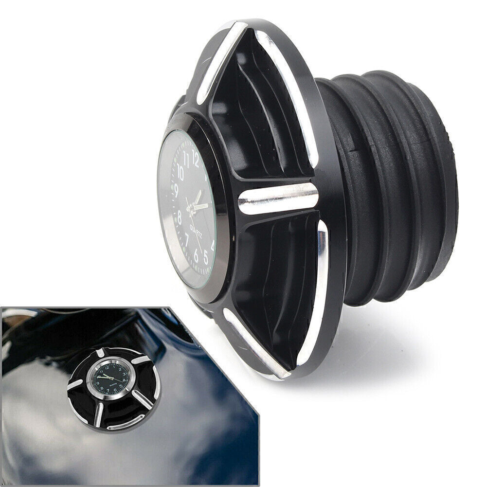 for Harley Dyna Softail Motorcycle Aluminum Fuel Tank Gas Cap Cover with Watch Q
