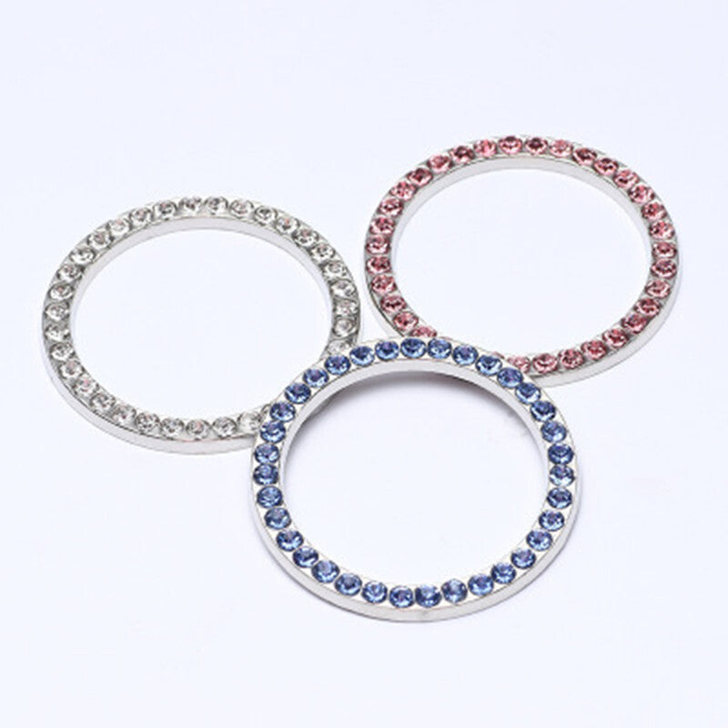 3PCS Car Push Start Button Cover Crystal Engine Start Ring Decals Sticker