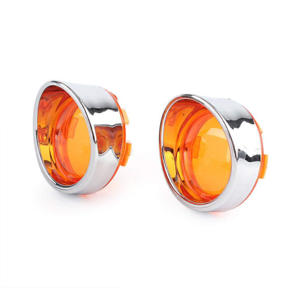Fit for Harley Touring Glide Road King Turn Signal Light Lens Cover Bezels Yellow