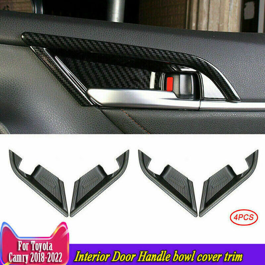 for Toyota for Camry 2018-2023 Carbon Fiber ABS Inner Door Handle Bowl Cover Trims