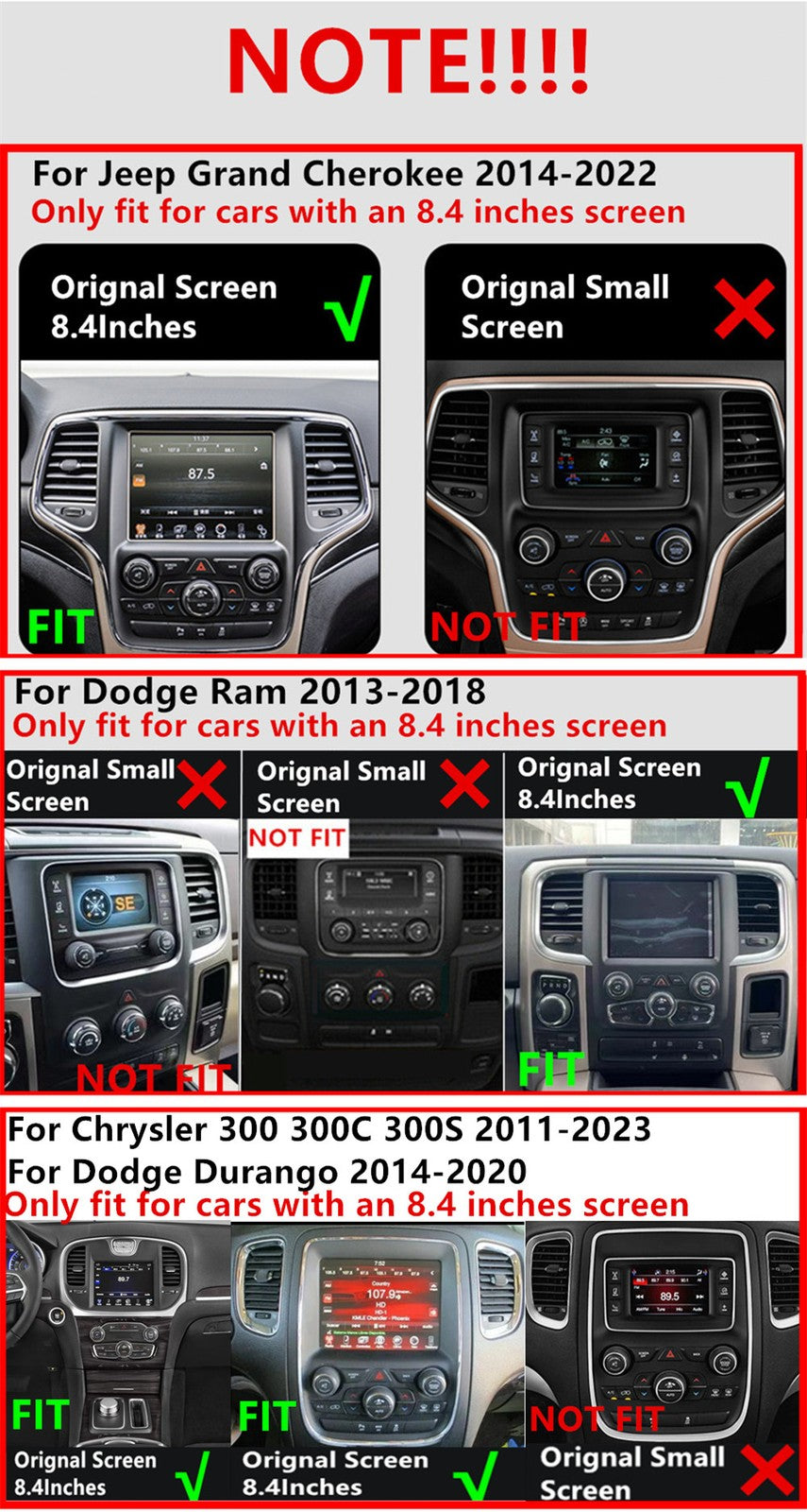 8.4Wireless Carplay 32G Car Stereo Radio GPS Navigation for Dodge for Ram Durango
