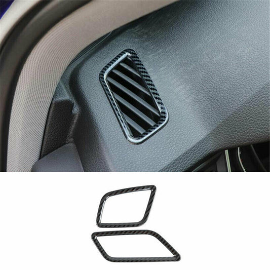 2x Carbon Fiber Interior Dashboard Air Vent Outlet Cover Trim for Audi Q5 18-21
