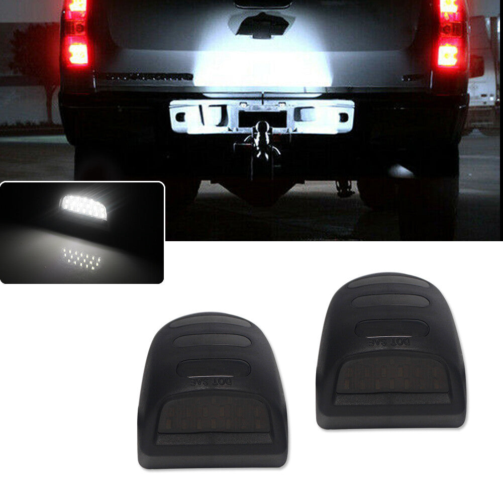 Two white LED license plate lights for Chevrolet Silverado for GMC for Sierra 1500 2500 Q