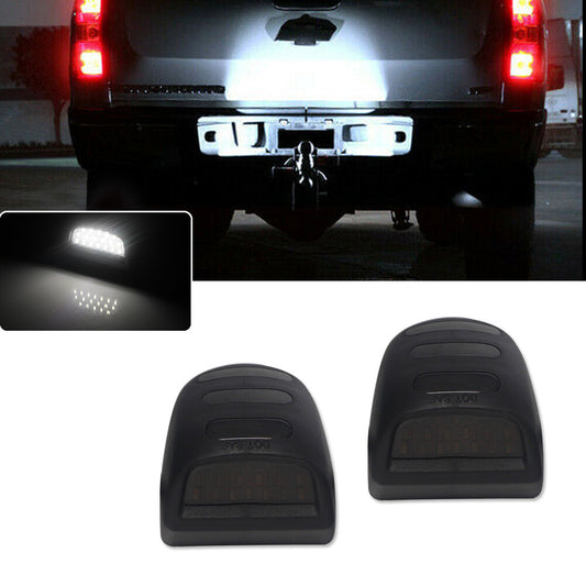 Two white LED license plate lights for Chevrolet Silverado for GMC for Sierra 1500 2500 Q