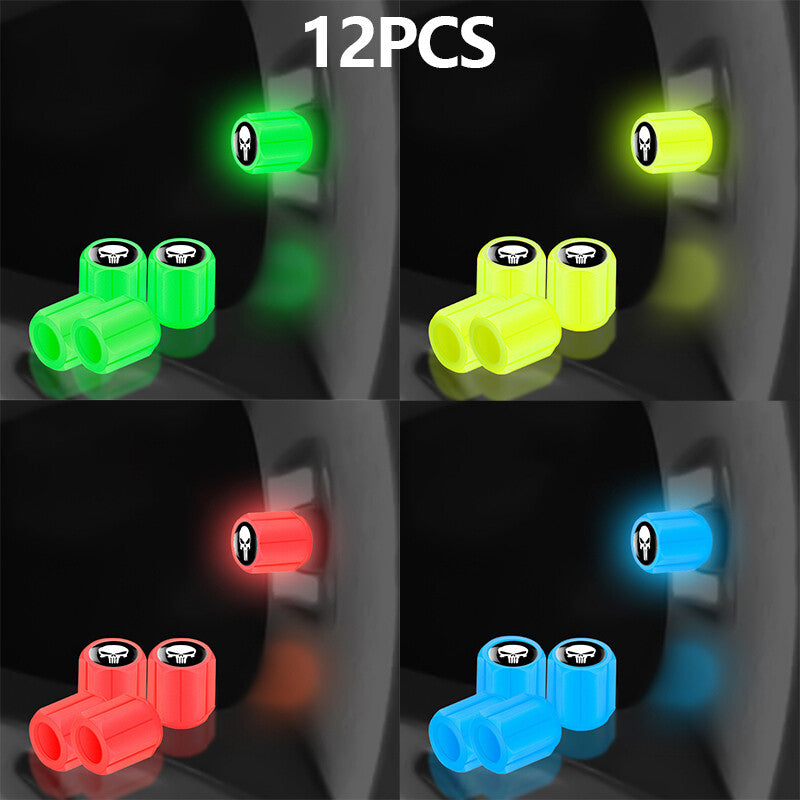 12PCS Universal Fluorescent Car Tire Valve Cap Luminous Bike Tire Valve Stem Cap Q