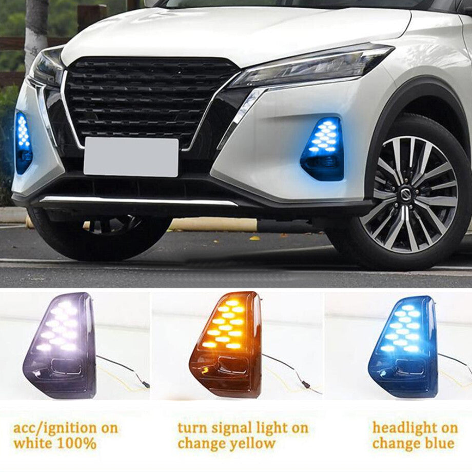 For 2021-2023 Kicks LED DRL Fog Lights Daytime Running Lamp Kits L+R Side v