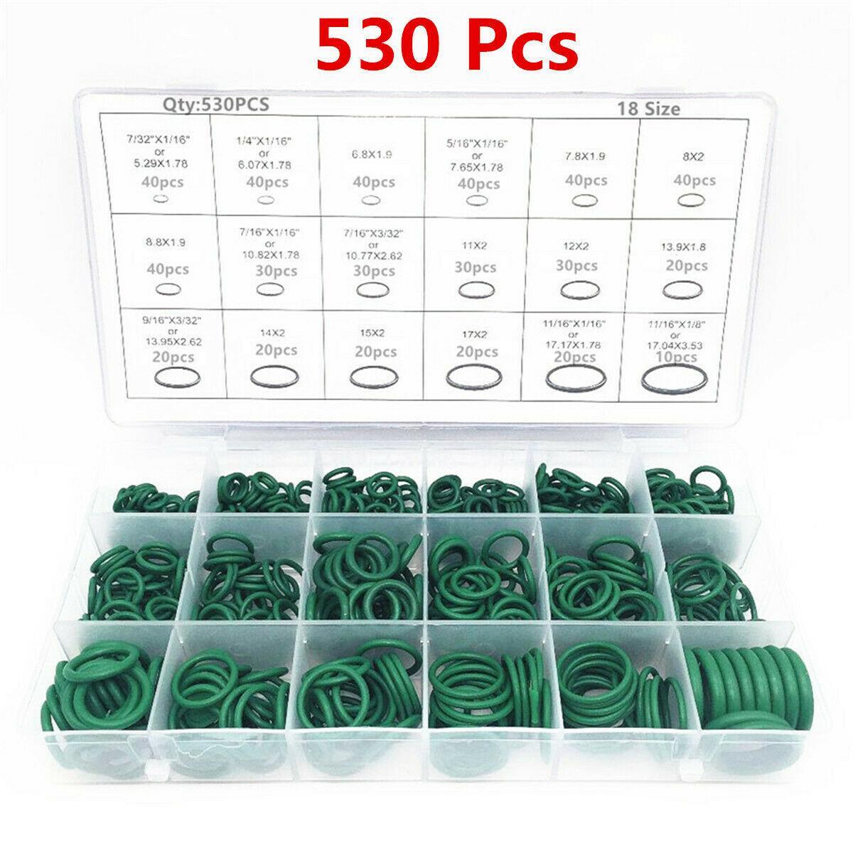 18 Sizes of Automotive Air Conditioning O-Ring Sealing Gaskets, Green Universal Boxed 530X- n