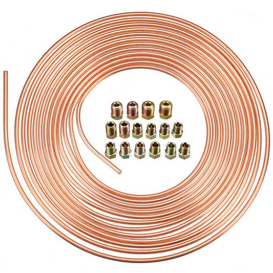 Copper Nickel Car Brake Line Tubing Kit 3/16 25 Ft Coil Rolls With Fittings