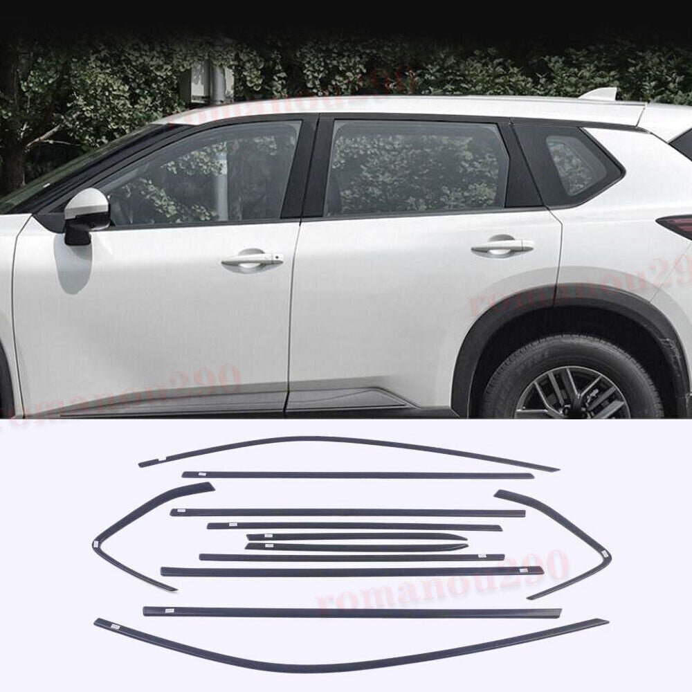 Plastic Gloss Black Car Side Window Strip Cover For Rogue 21-23 Trim B n