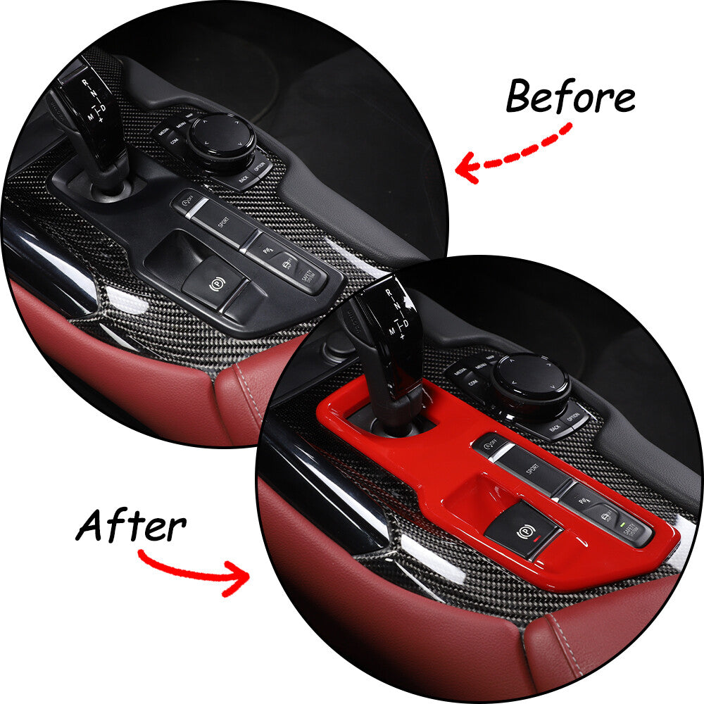 Red interior gear shift cup holder frame trim for Tacoma 2016 - 2022- v