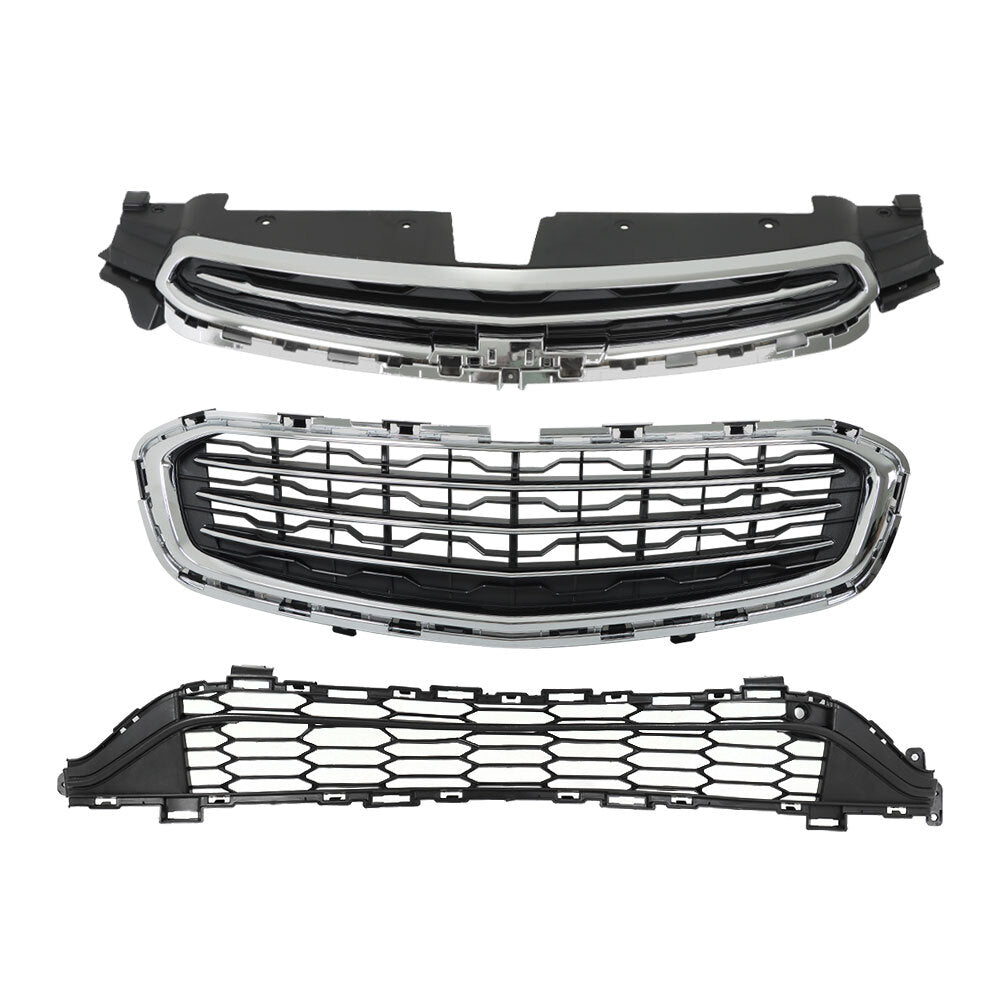 3-piece black plastic front bumper grille lower cover for 2015 for Cruze n
