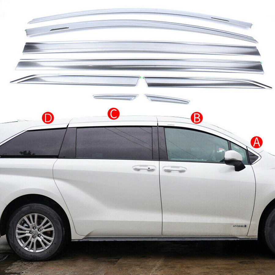 for Toyota for Sienna 21-23 ABS Chrome Window Visor Vent Shades Sun Rain Guard Decor