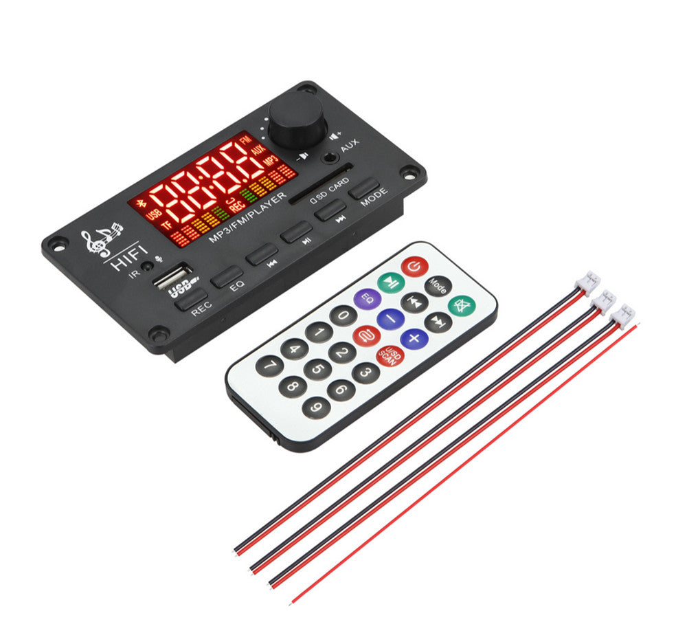 Car MP3 Decoding Board Bluetooth 5.0 Power Amplifier TF USB FM W/Remote Control