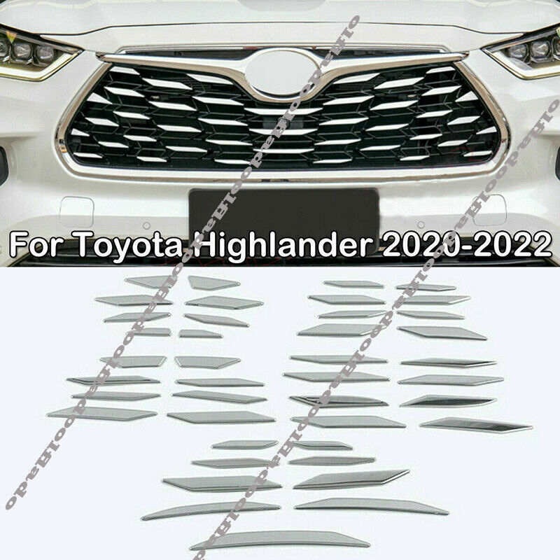 for Toyota Highlander 2020-22 Chrome Front Bumper Grille Grill Cover Decal Trim