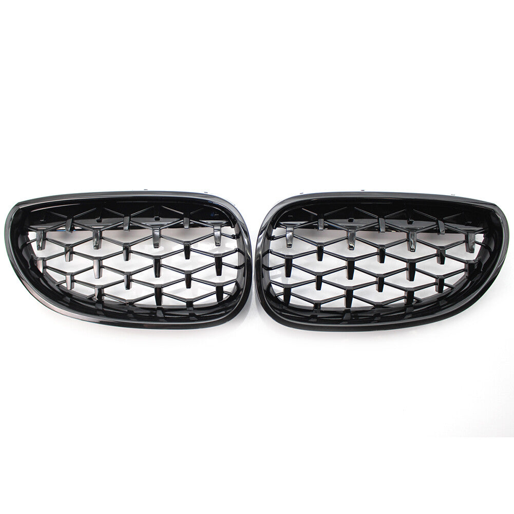 Fit for BMW E60 2003-09 5 Series Gloss Black Diamond Meteor Front Kidney Grill