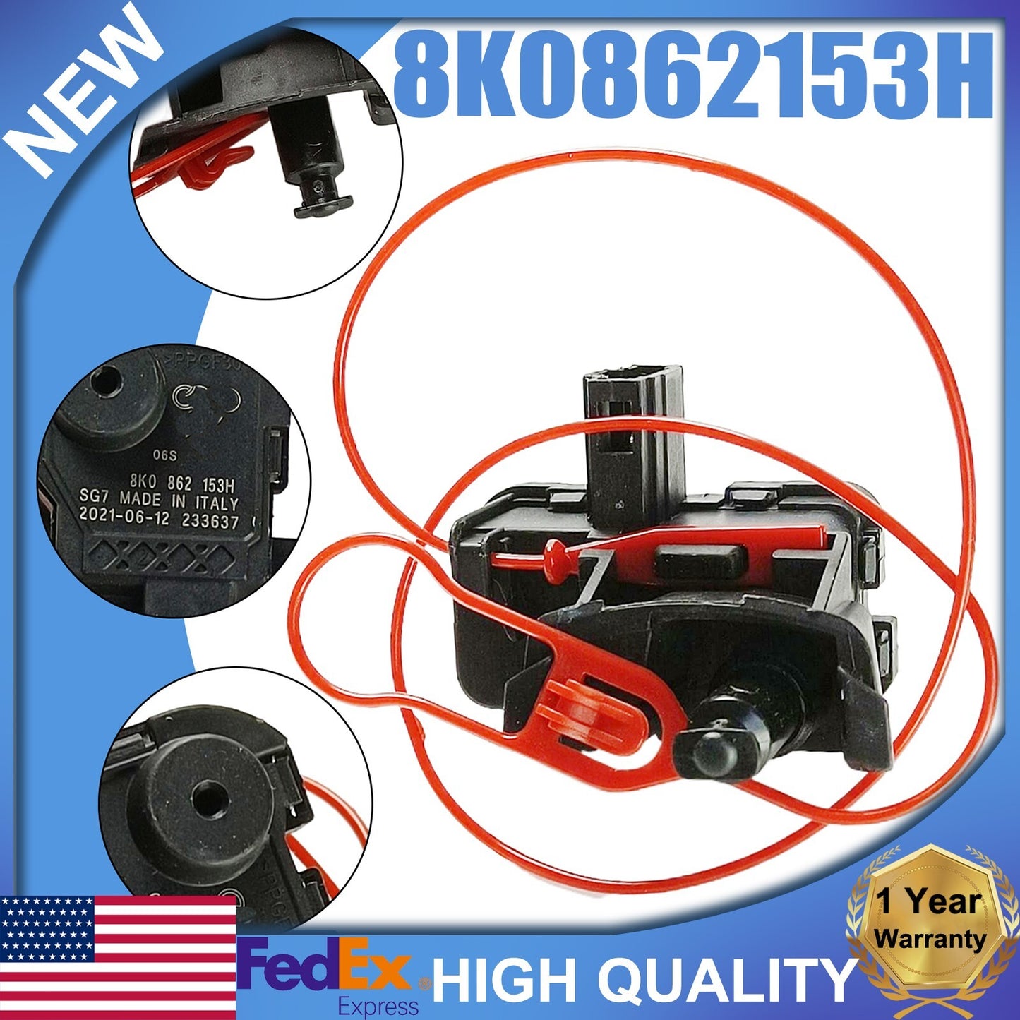 new fuel filler flip-top release lock actuator for Audi A4, A5, S5, Q5, and RS5 (model 8K0862153H). n