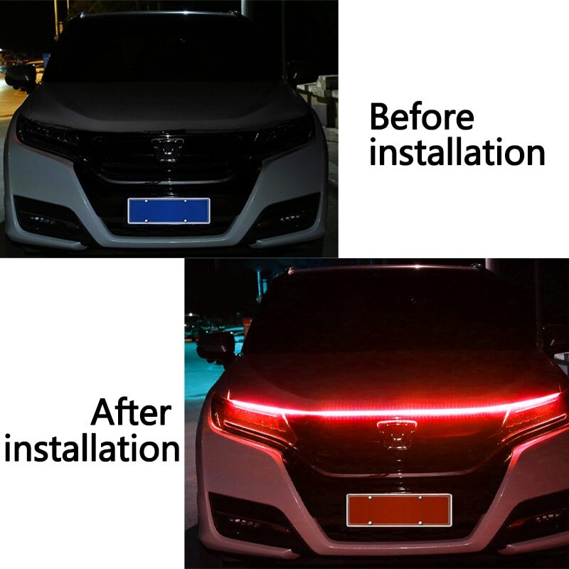 70-inch red car cover LED daytime running light strip waterproof flexible DRL light - n